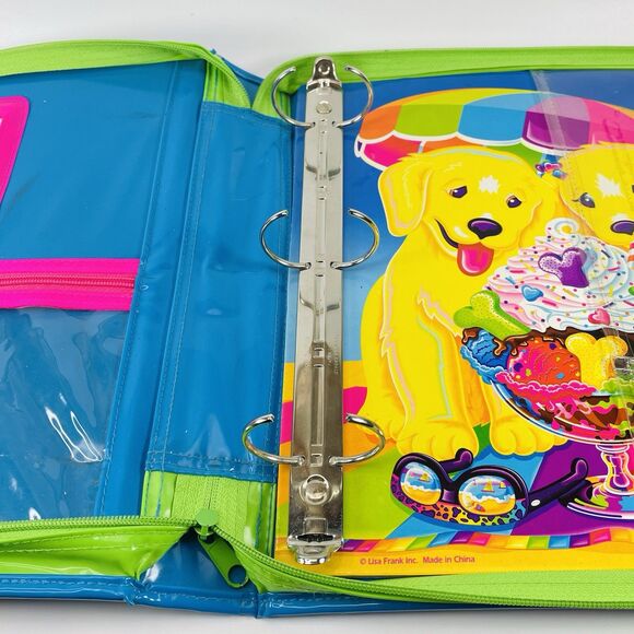 VTG Lisa Frank 3 Ring Zippered Binder Casey & Candy Ice Cream Sundae Lab Puppy - Picture 10 of 16
